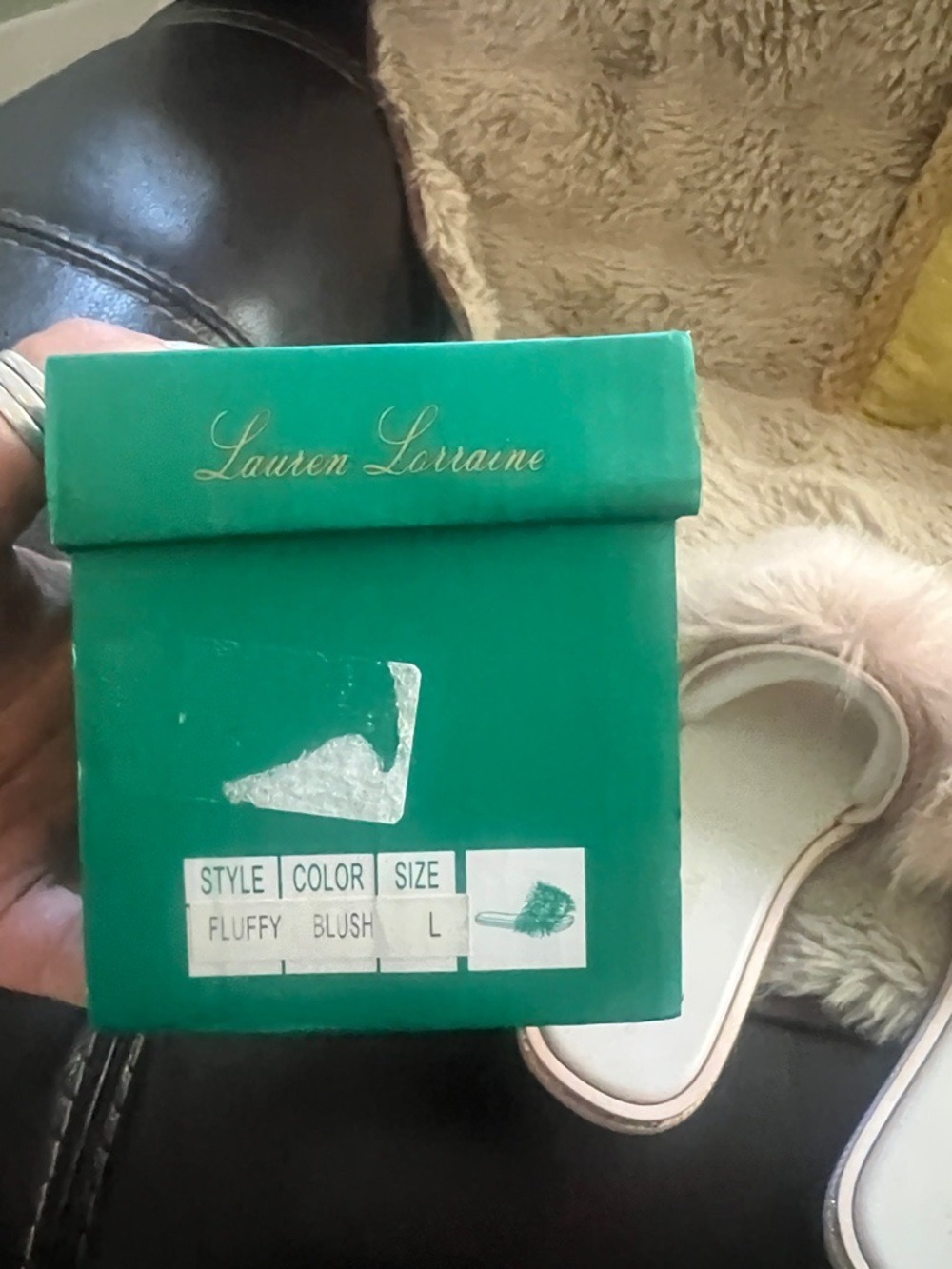 Lauren Lorraine Pale Pink Faux Fur Slide Sandals - Picture 6 of 6